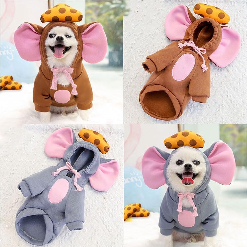 Fleece Lined Dog Hoodie Coat Warm Fall Winter Dog Sweatshirt, Squirrel