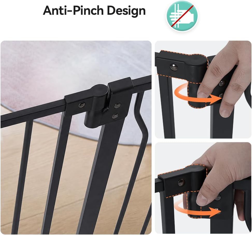 COMOMY 29.5-43.7" Pet Gate with Adjustable Cat Door for Stairs