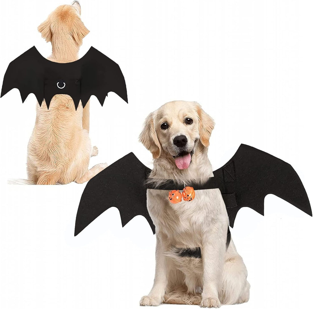 Halloween Dog Bat Wings Pet Costume with Pumpkin Bells for Halloween