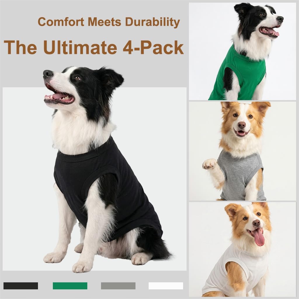 Chol&Vivi Dog Shirt Clothes, 4pcs Shirt for Large Size Dog