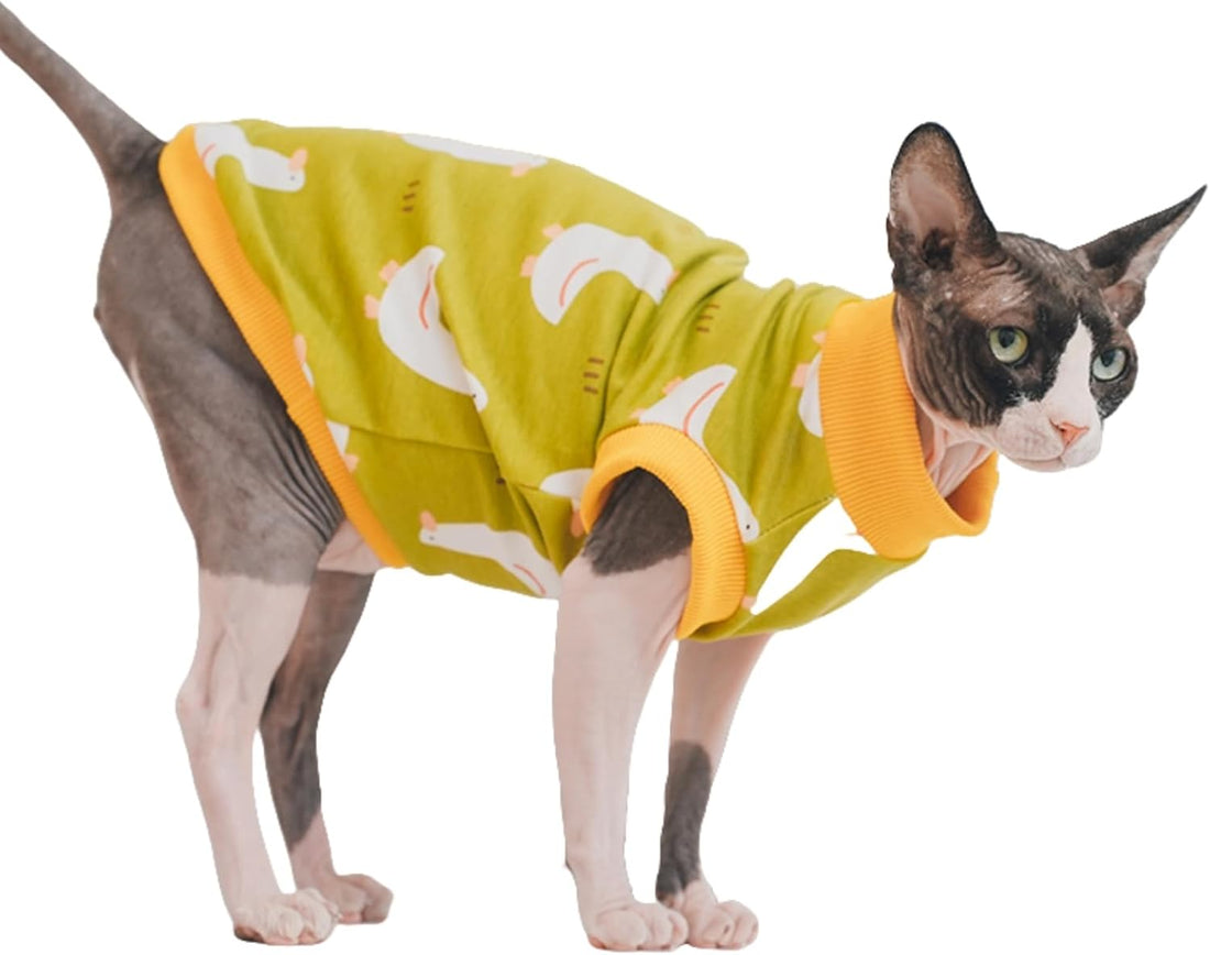 Sphynx Hairless Cat Cotton T-Shirts Cat Apparel Pet Clothes Vest