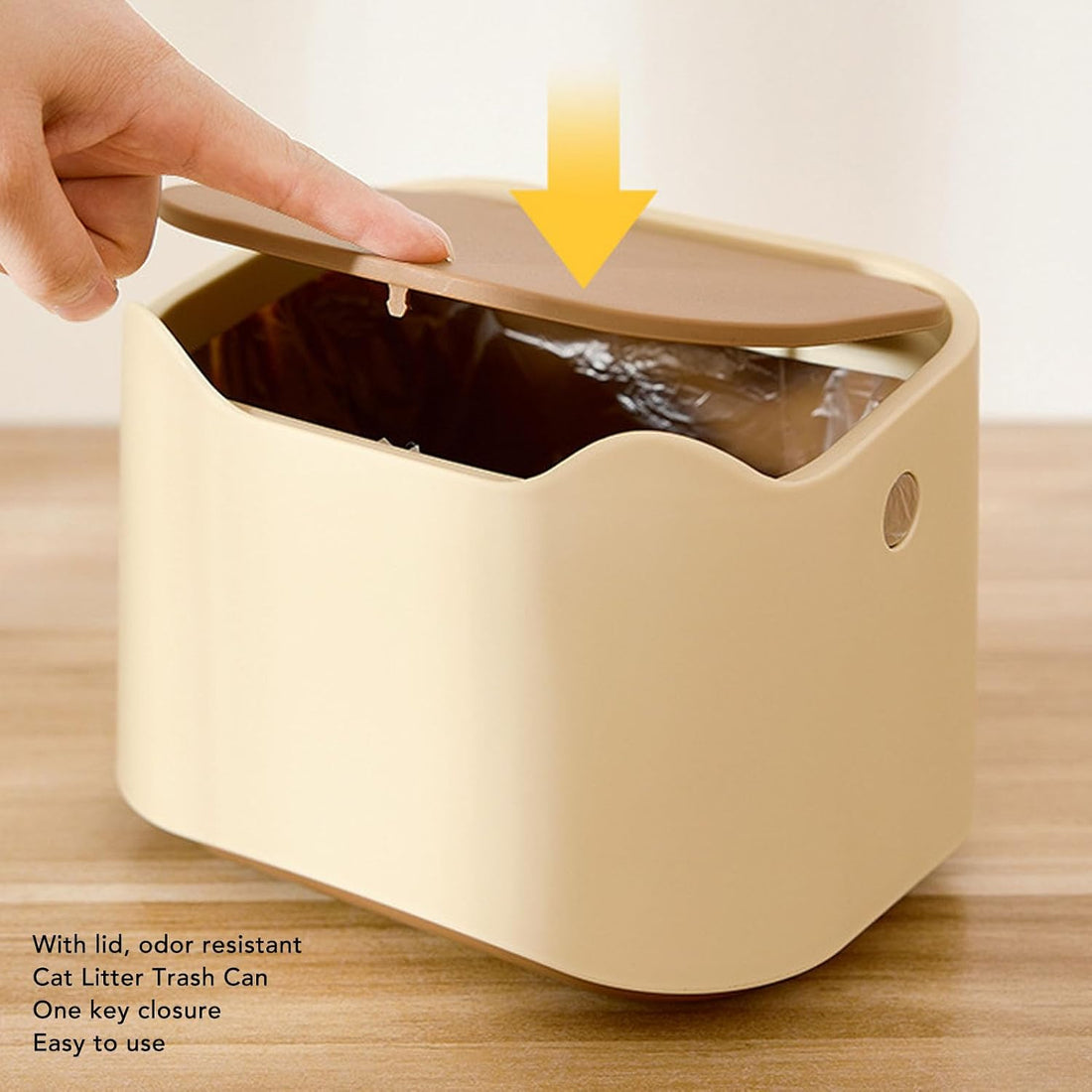 Saluaqui OdorResistant Cat Litter Trash Can with Press Lid Enclosed