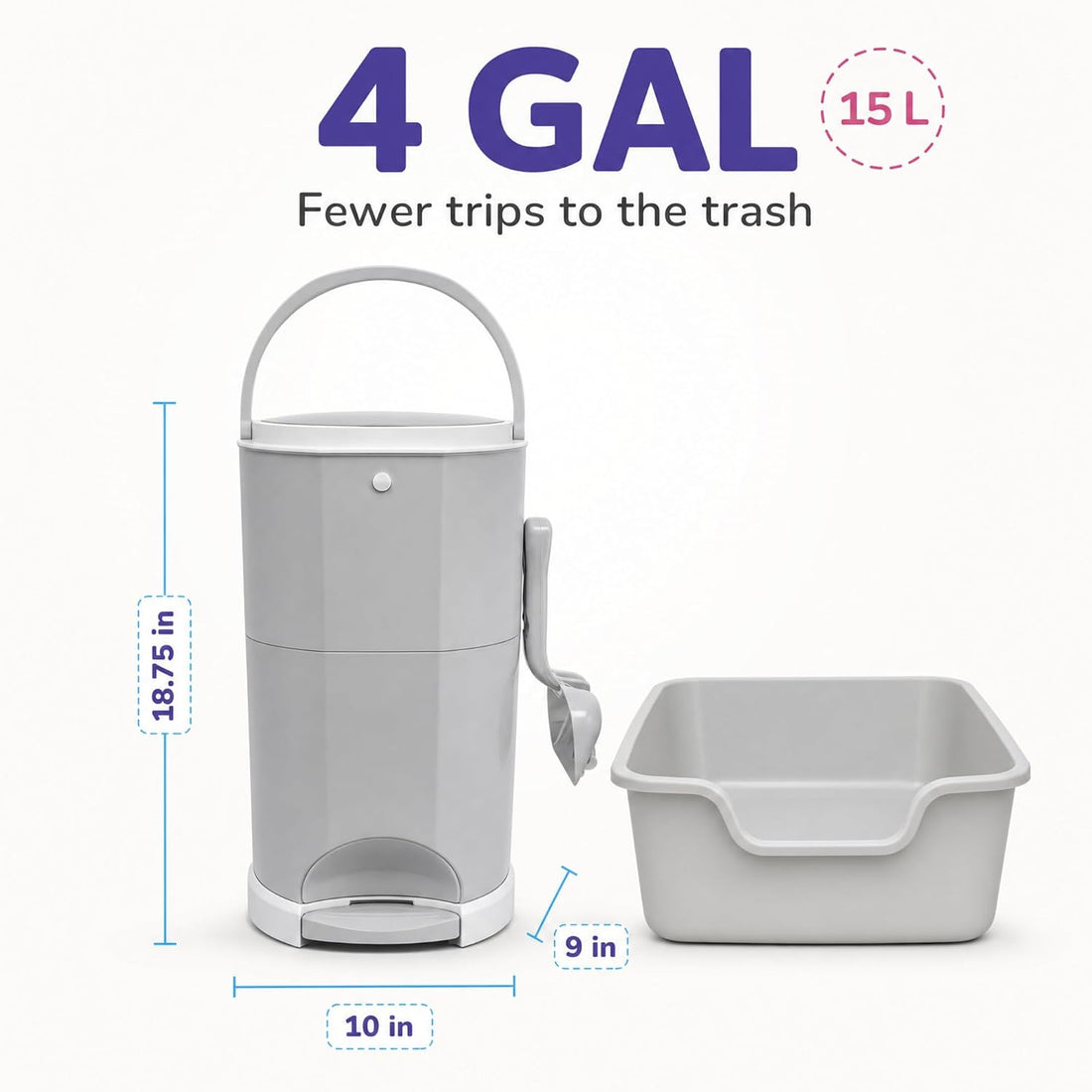 Litter Champ Cat Litter Disposal System, Hands-Free Pedal Trash Can