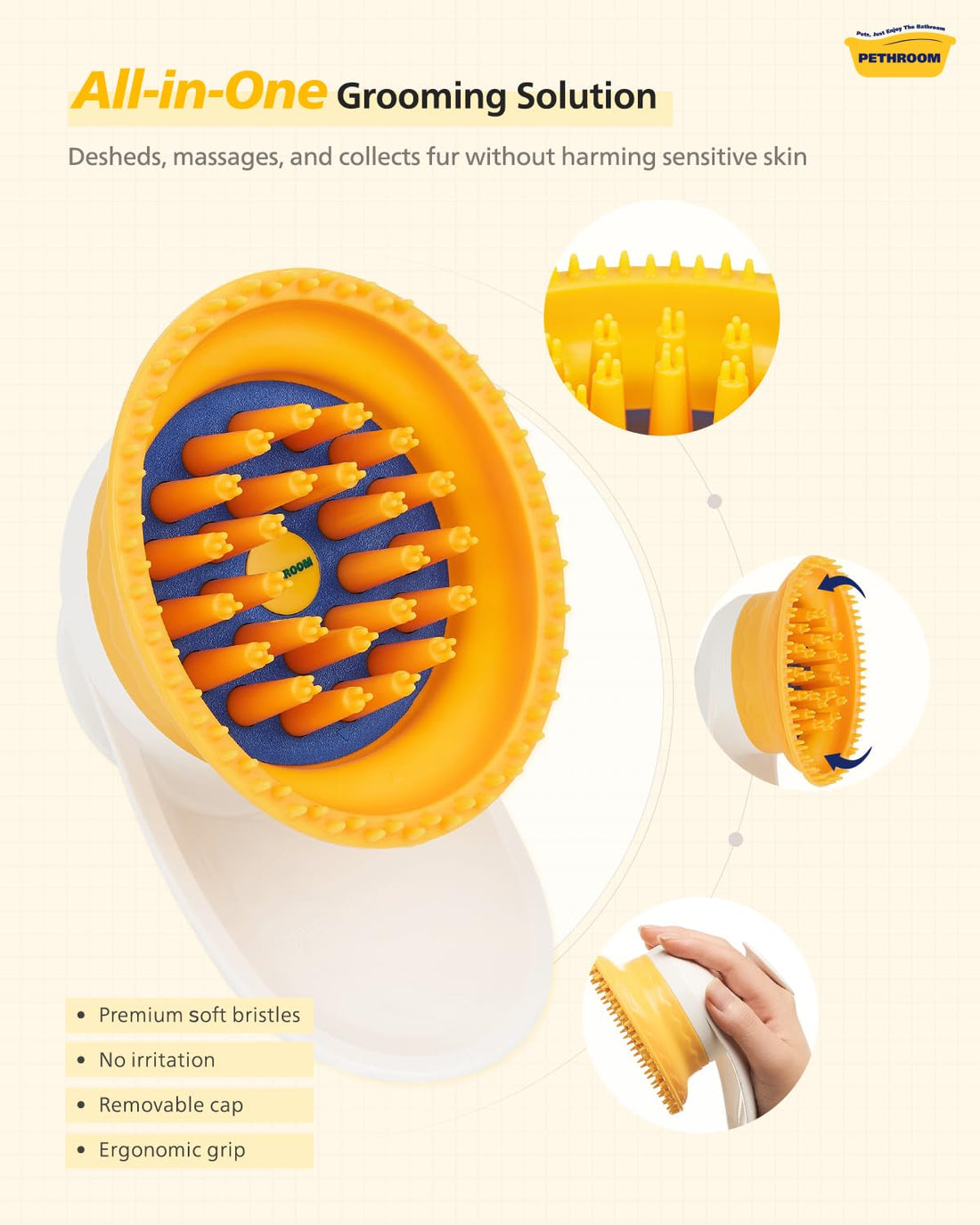PETHROOM Silicone Cat Brush for Shedding