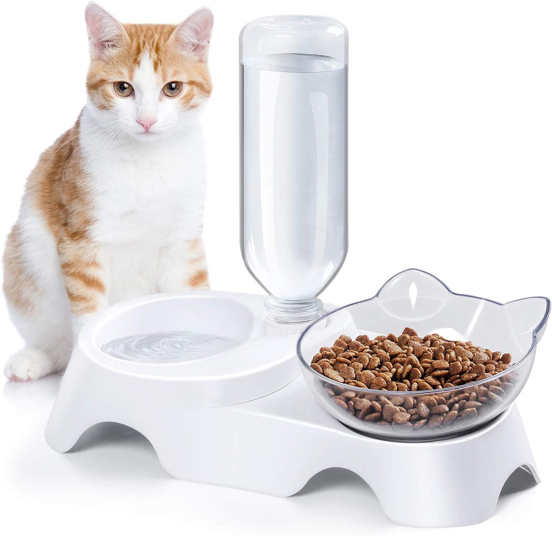MILIFUN Double Dog Cat Bowls - Pets Water and Food Bowl Set