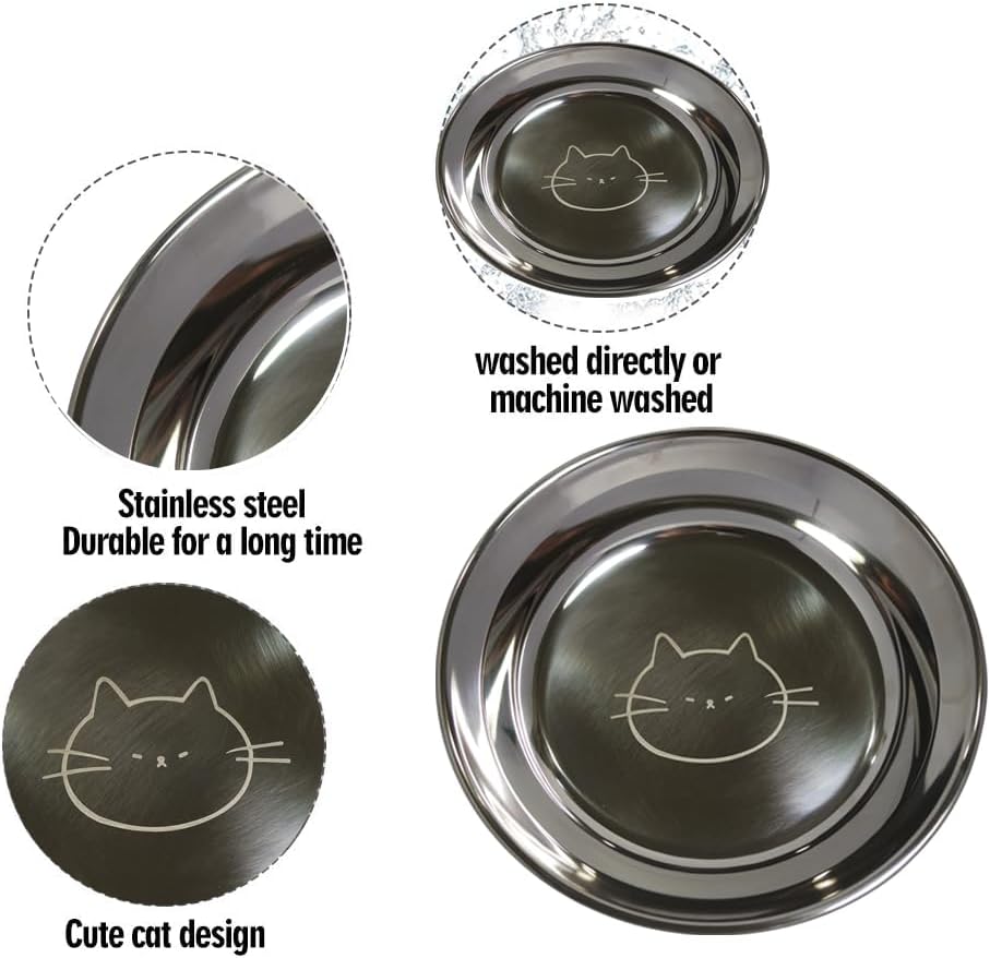 Stainless Steel Cat Bowls Food Dishes for Indoor Cats Cats Shallow