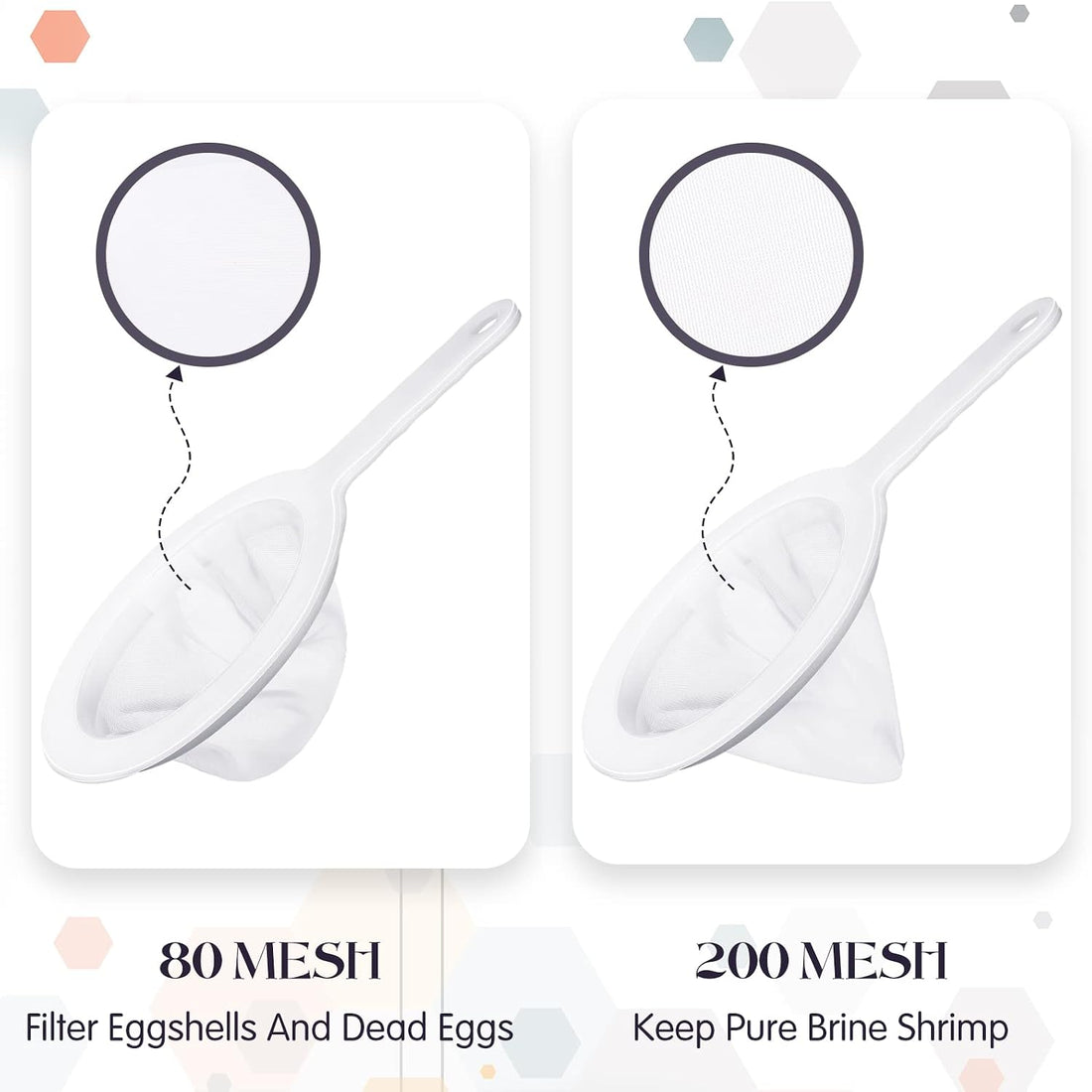 Yinkin 2 Pcs Baby Brine Shrimp Net Sieve 80 Mesh 200 Mesh Kit