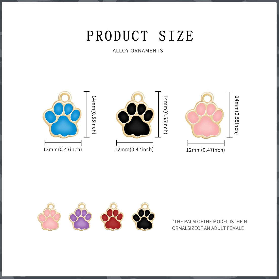 60Pcs 6Colors Dog Paw Footprint Charms Alloy Gold Enamel Animal Puppy