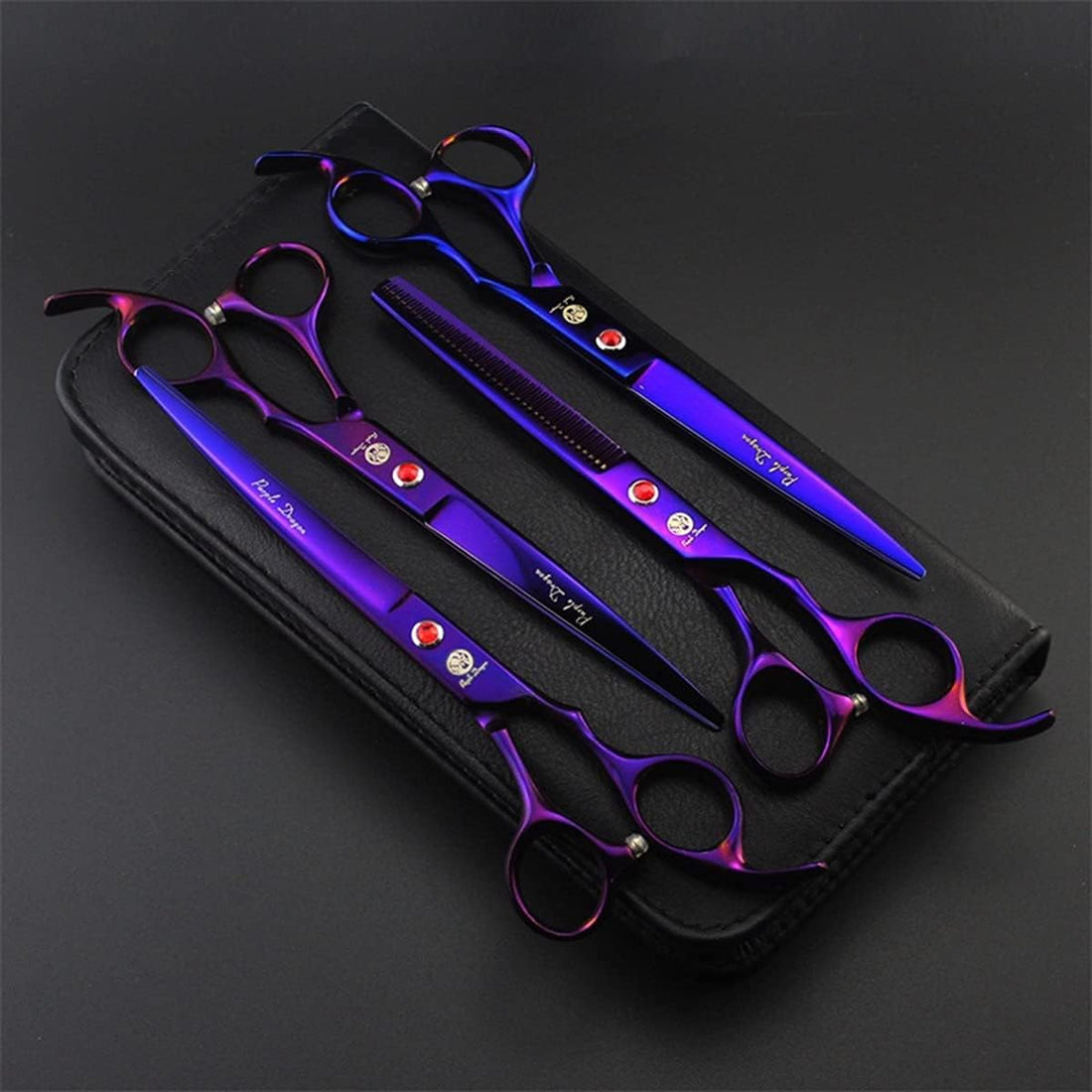 Purple Dragon Professional 7.0 inch Dog Grooming Scissors Set