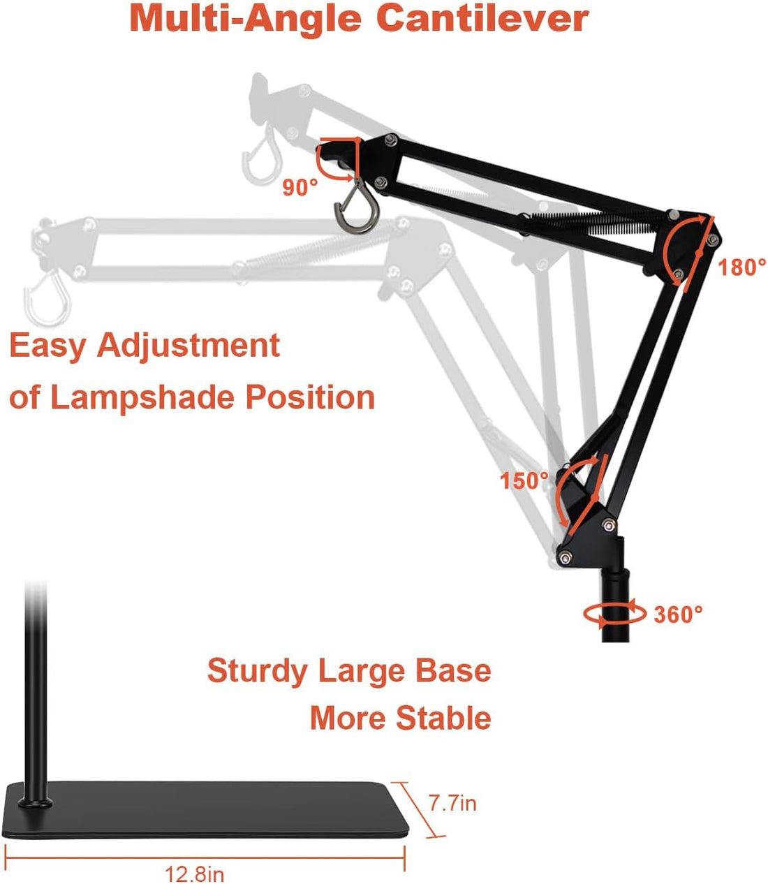 Reptile Heat Lamp Stand, Adjustable 16"- 31" H