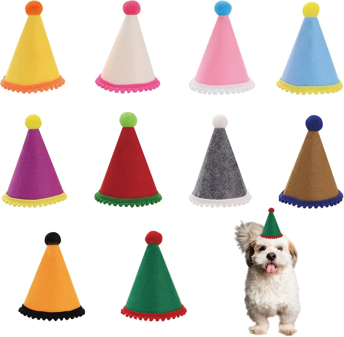 10 Pcs Dog Birthday Hat Set for Small Medium Dogs Cat Puppies