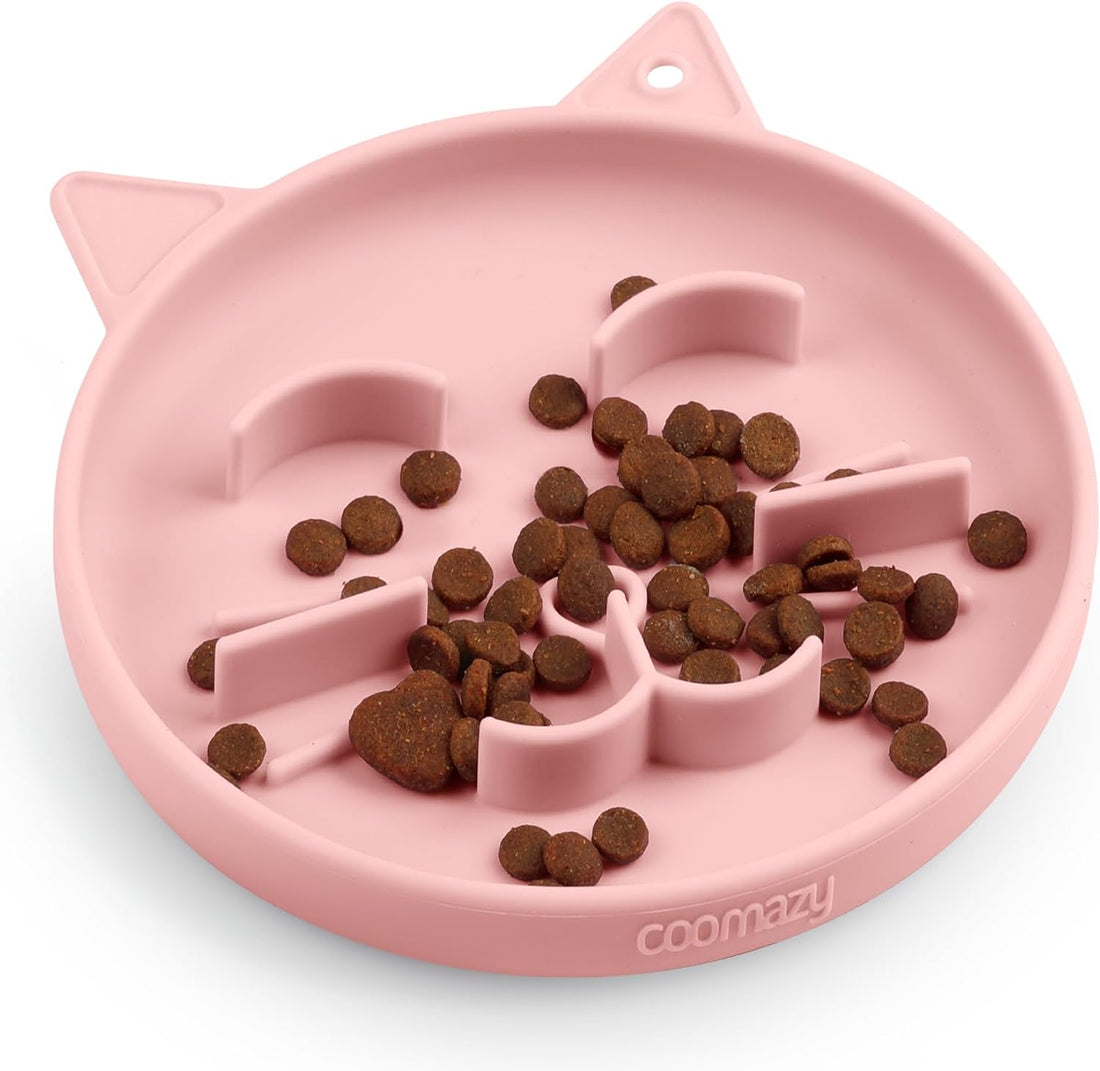Coomazy Slow Feeder Cat Bowl Silicone Pet Puzzle Feeder for Slow