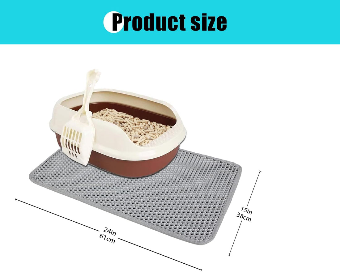 Cat Litter Mat 22"x14.5", Double Layer Waterproof Litterbox Mat