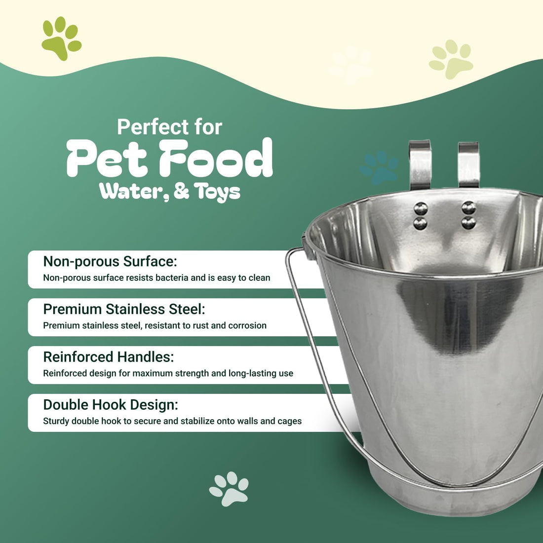 Advance Pet Product Heavy Stainless Steel with 2 Hook Bucket