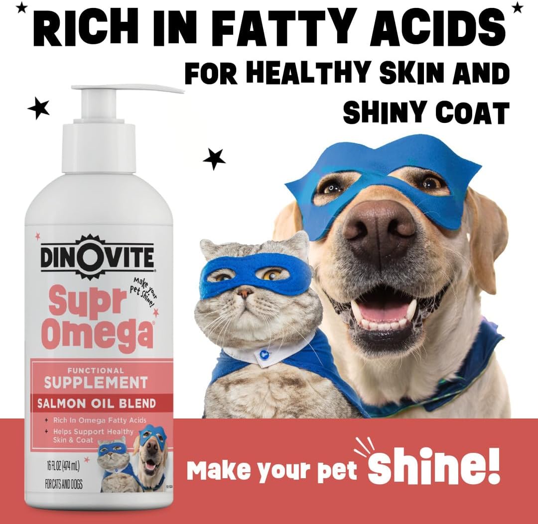 Dinovite SuprOmega Salmon Oil for Dogs & Cats, Skin & Coat Support