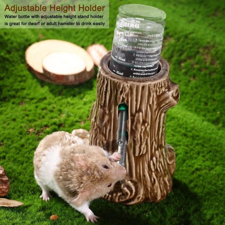 Adjustable No Drip Ceramic Hamster Water Bottle for Glass Tank