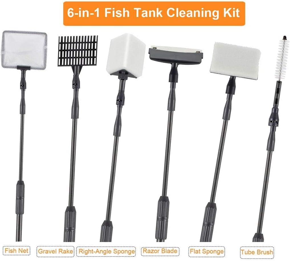 hygger Fish Tank Cleaner 6 in 1 Aquarium Cleaning Tool Kit Al-gae