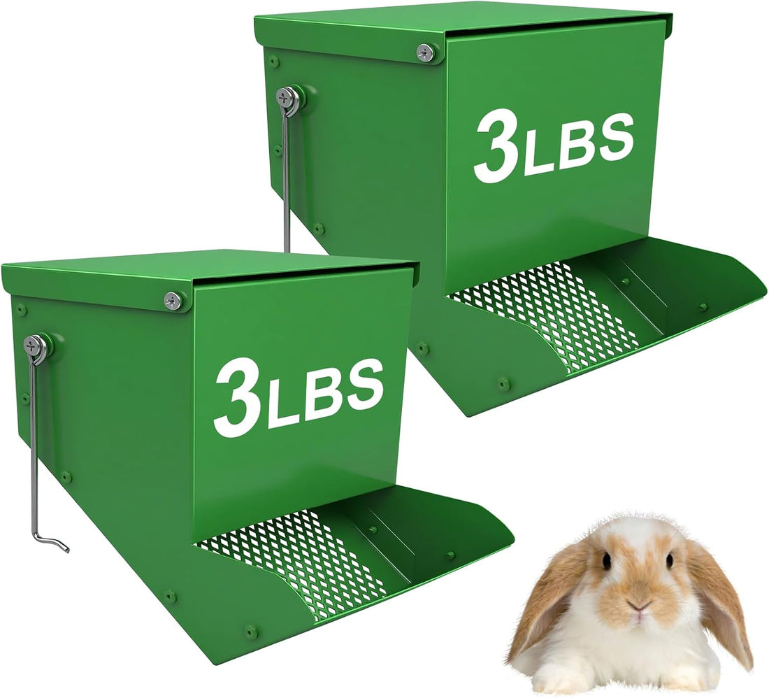 2 Packs Hay Feeder Rabbit, Metal Small Animal Feeder with Lid & Mesh