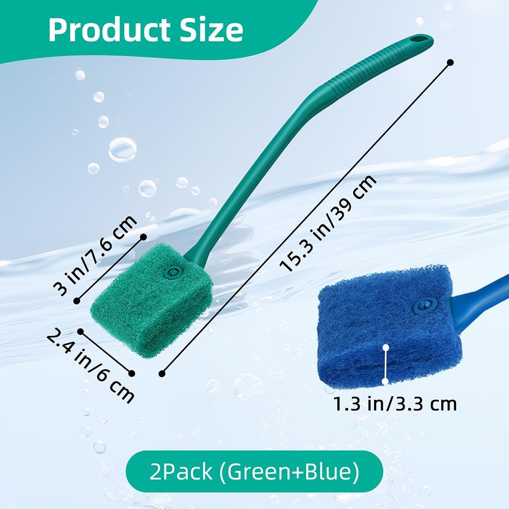 DaToo 2 PCS Fish Tank Cleaning Tools Double Sided Sponge Brush