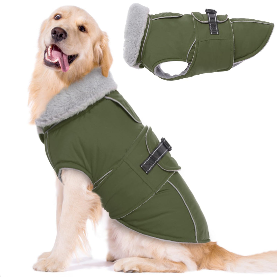Lelepet Warm Dog Coat Waterproof Dog Jacket for Large Dogs Reflective