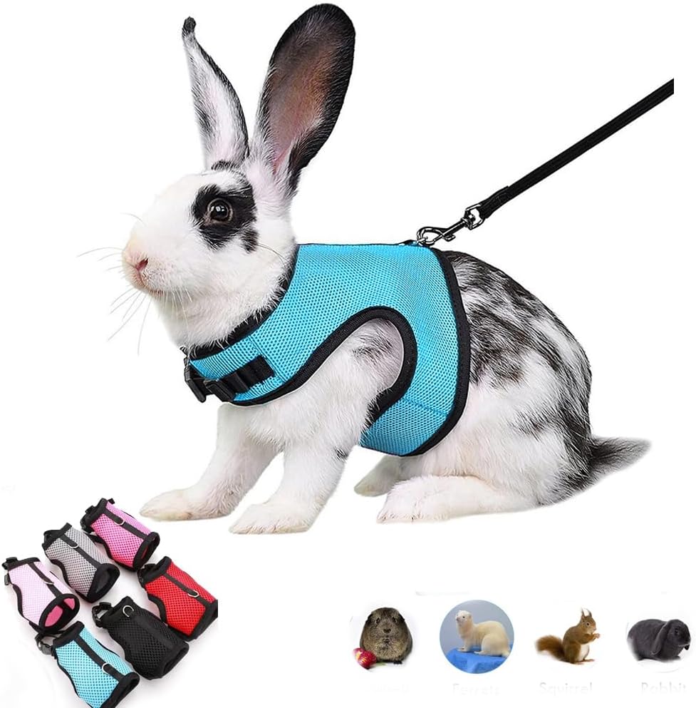 Bunny Leash and Harness Escape Proof Soft Rabbit Harnesses Mesh Vest