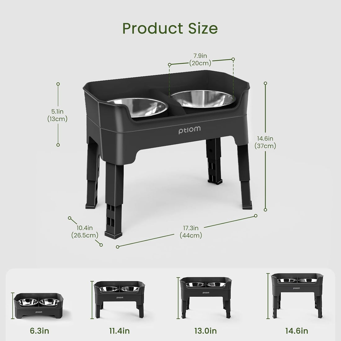 KPWACD 3-in-1 Elevated Dog Bowls Mess Proof Raised Slow Feeder Dog