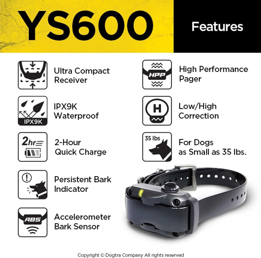 Dogtra YS600 No Bark Collar for Large Dogs 35 lbs and Up