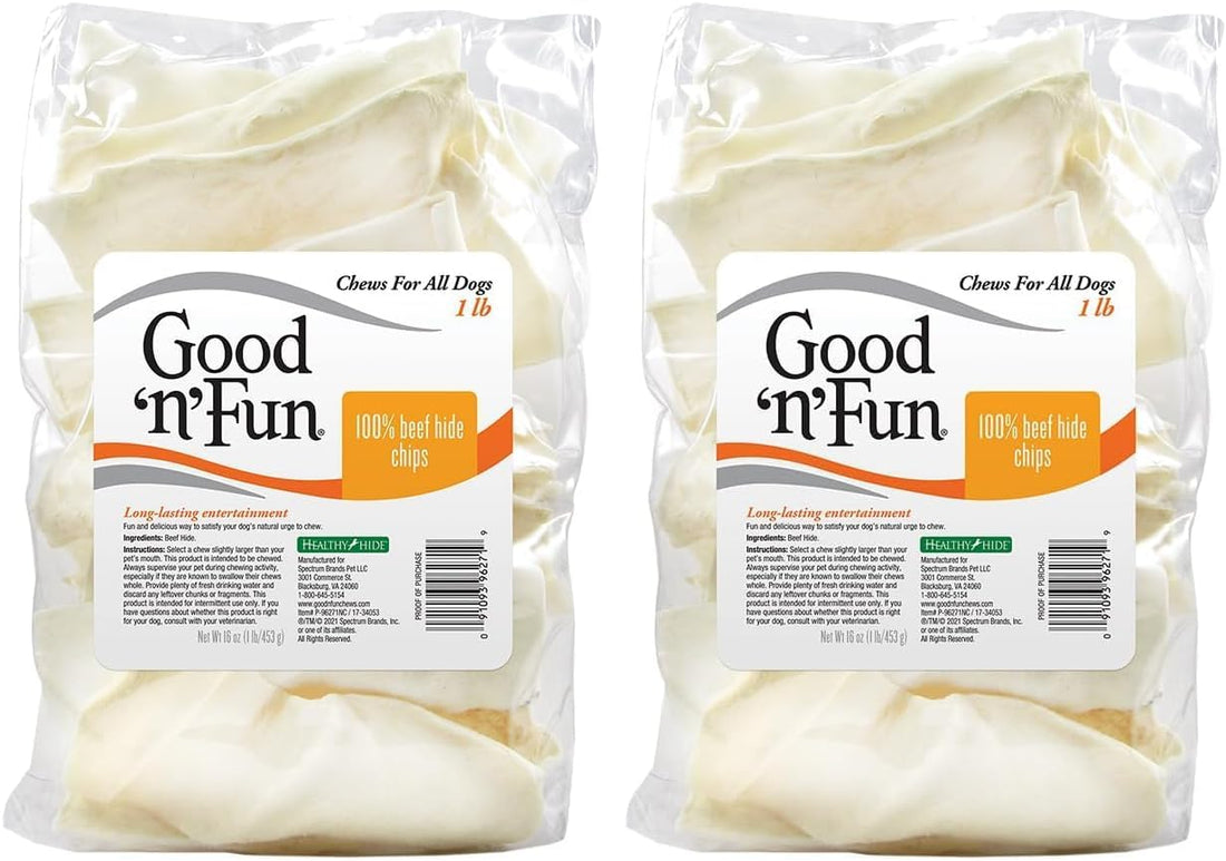 Good 'n' Fun Beef Hide Chips Long-Lasting Dog Treat, 1 lb