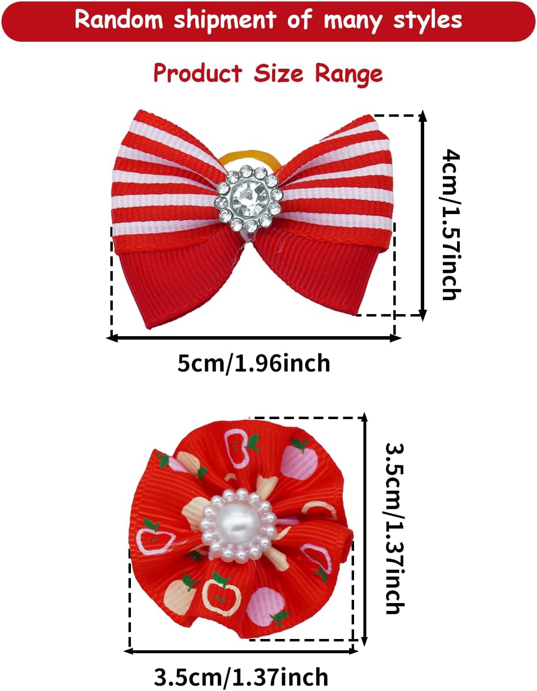 PET SHOW 100 Pack Girl Dog Hair Bows with Rubber Bands for Small Dogs