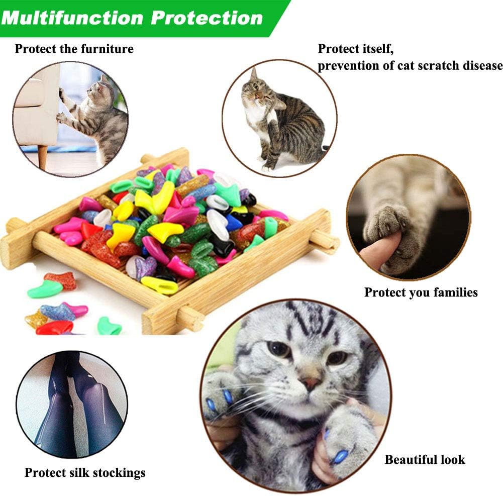 100pcs Cat Nail Caps, Cat Claw Caps with Adhesive Glue and Applicators