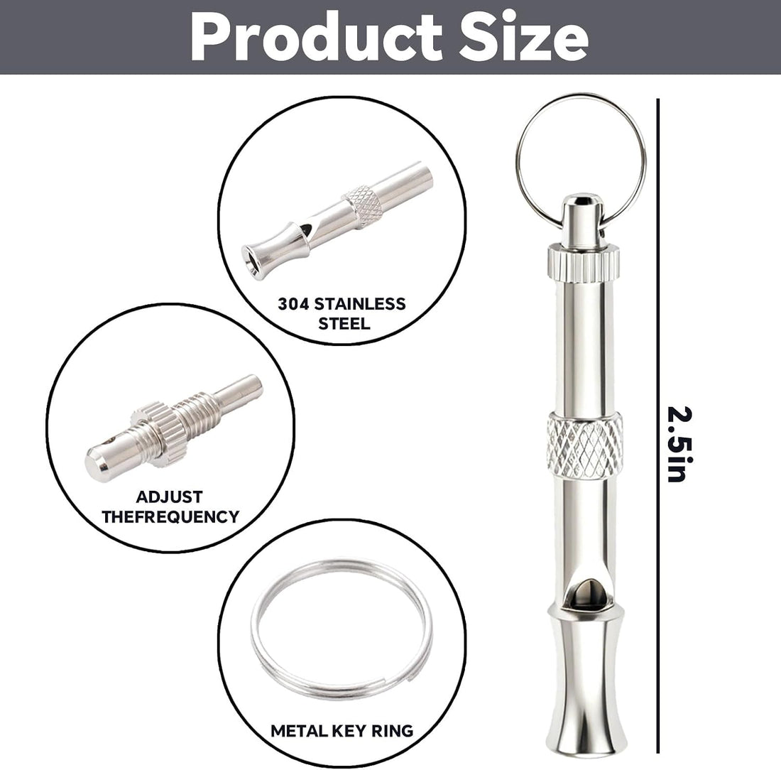 3 Pack Silent Dog Whistles, Adjustable Dog Training Whistle, Silver