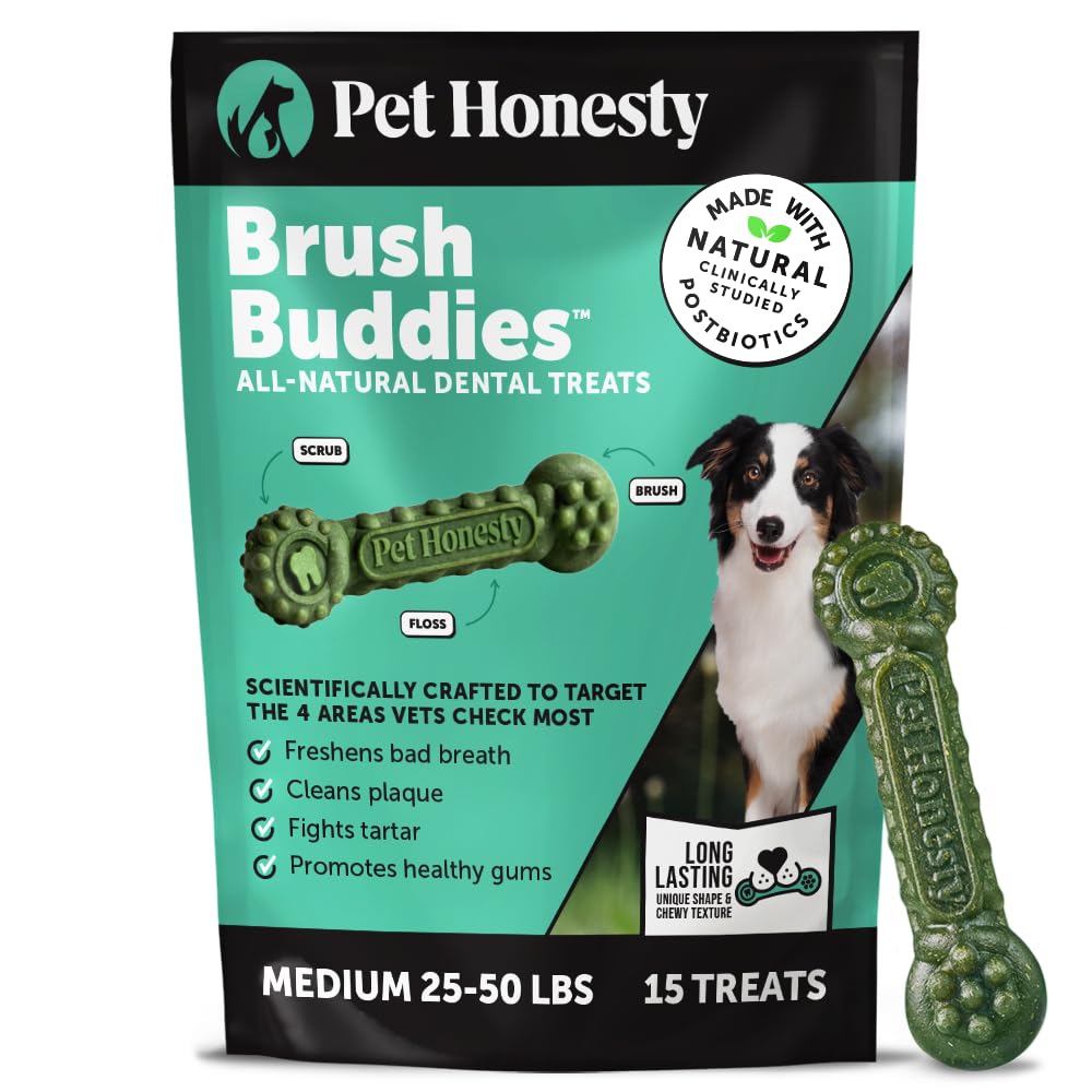 Pet Honesty Brush Buddies All Natural Dog Dental Treats for Dogs
