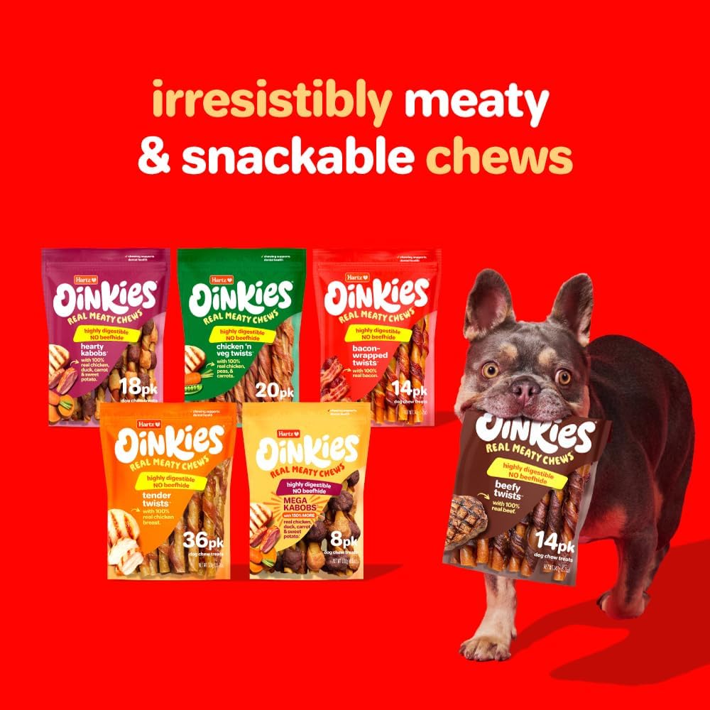 Hartz Oinkies Tender Twists Rawhide‑Free Dog Chews with Real Chicken