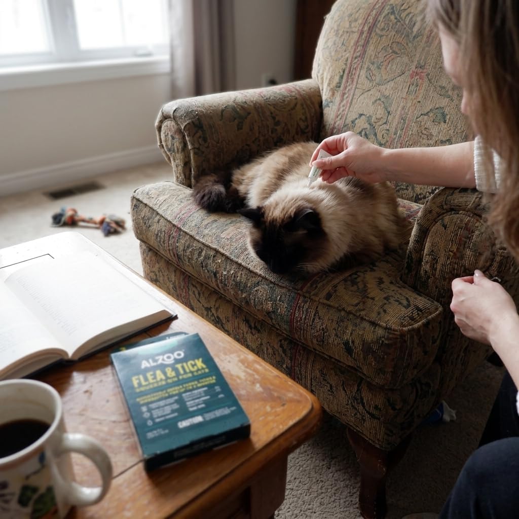 ALZOO Plant Based Flea & Tick Squeeze-On for Cats, Helps Repel Fleas