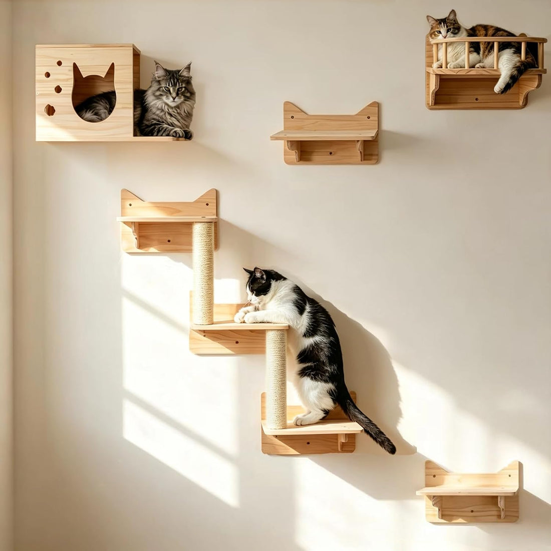 Cat Wall Shelves, 2-Piece Cat Wall Step for Large Cats