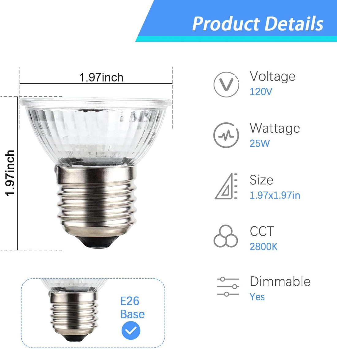 2-Pack 50W UVA Bulbs, Light Turtle Heat Lamp for Reptiles