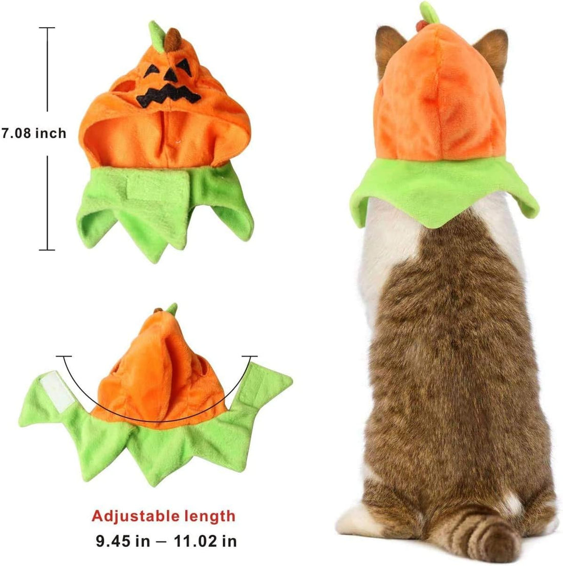 Idepet Cat Costume Halloween Pumpkin Hat Cats Costume Cute Cloak