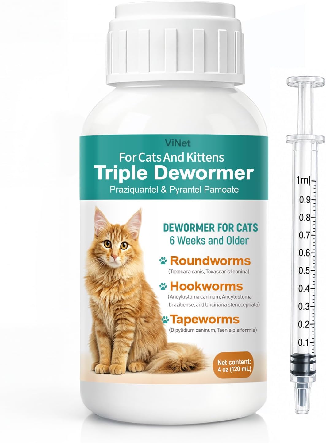 Cat Dewormer Broad Spectrum Triple Dewormer for Cats for Tapeworms