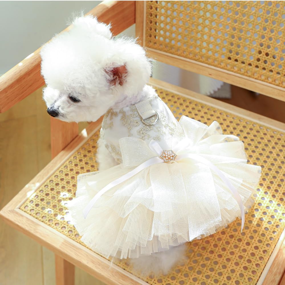 Anelekor Fancy Dog Dresses with Leash Ring