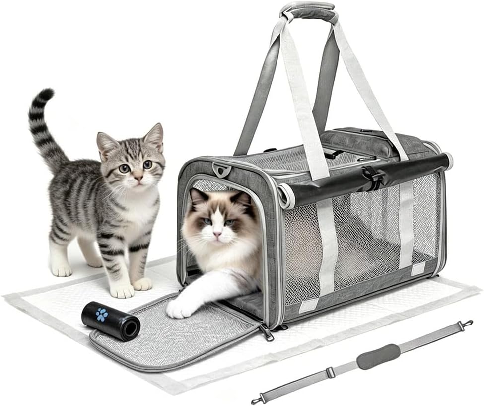 Cat Carrier Soft Sided Dog Carrier with 1 Poop Bags and 5 Pee