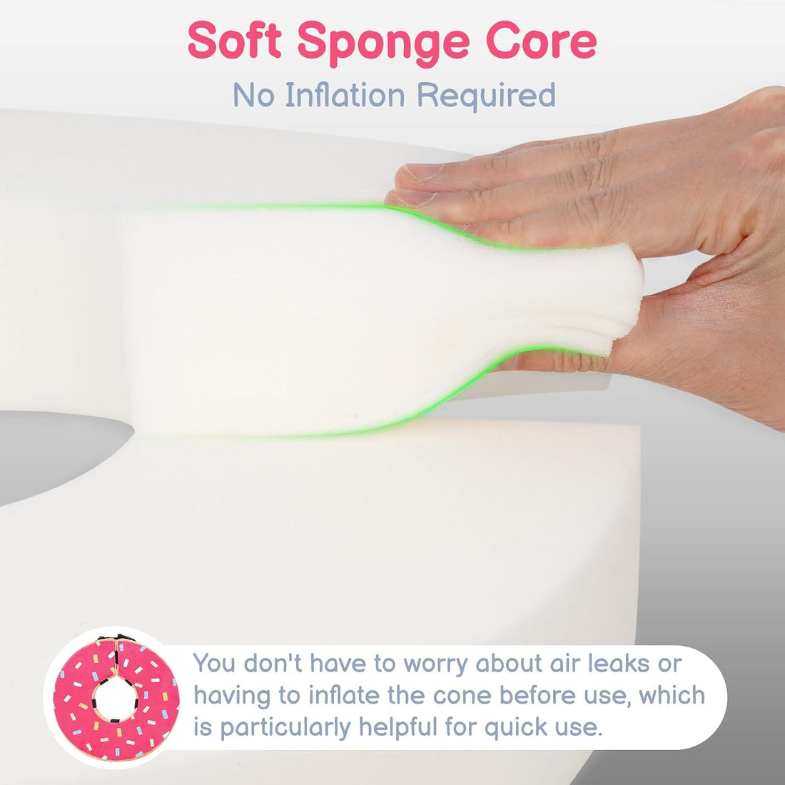 Donut Cone for Dogs, No-Inflation Sponge Donut Collar After Surgery