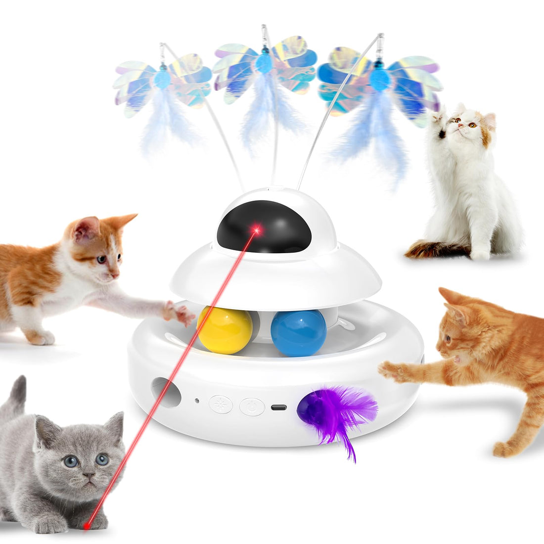 MOHAYA Cat Toys,4-in-1 Interactive Cat Toy for Indoor Cats with Laser