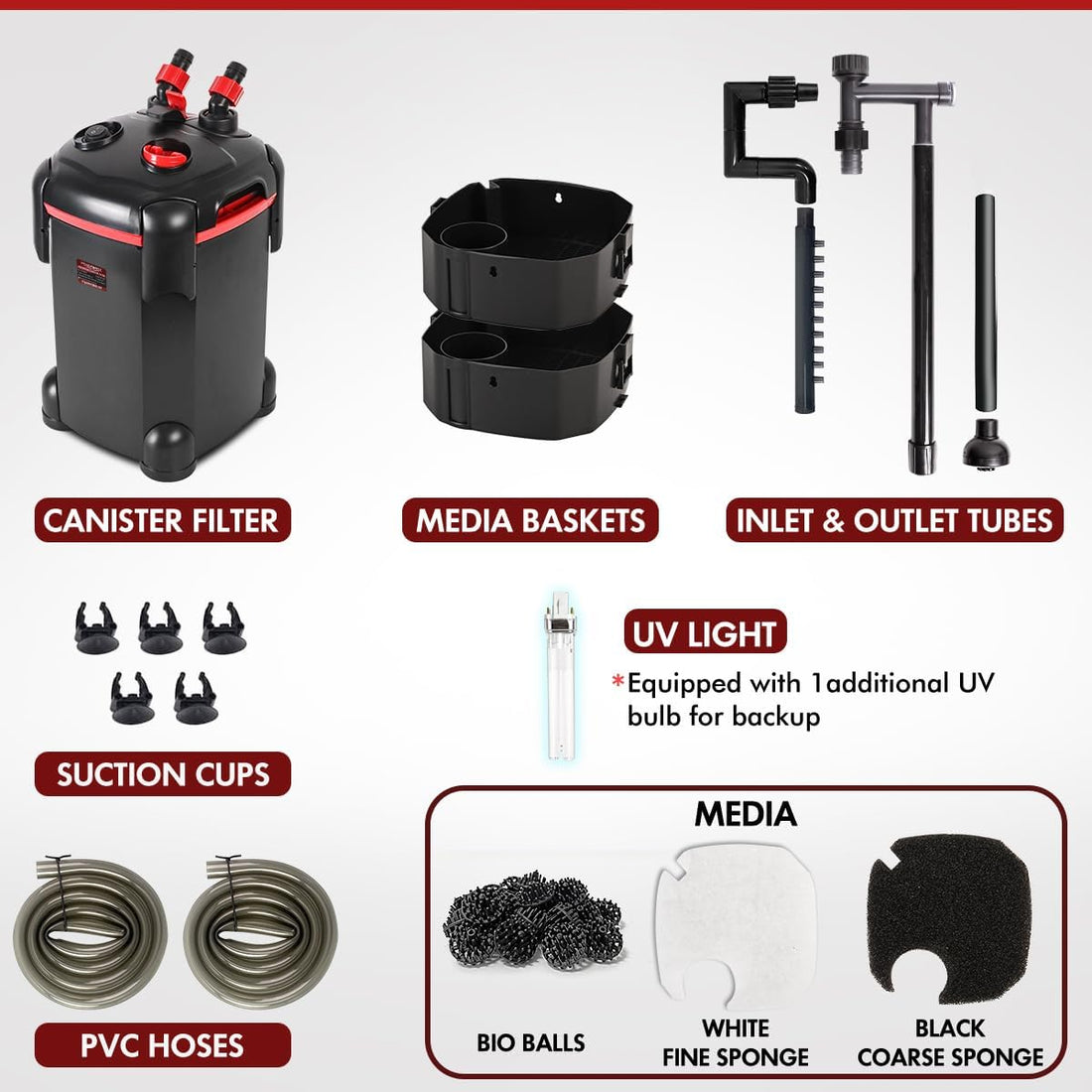 PONDFORSE Canister Filter, External Aquarium Filter Ultra-Quiet