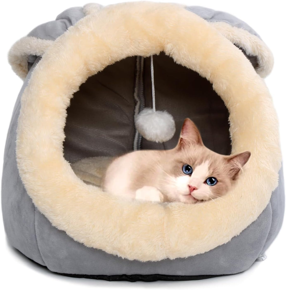 Cat Beds for Indoor Cats-Rabbit-Shaped Cat Cave Bed with Hanging