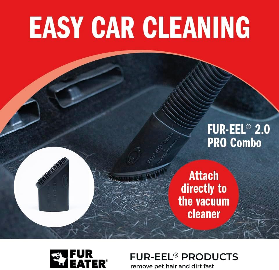 FUR-EEL PRO 2.0 Pet Hair Vacuum Attachment, Rubber Pet Hair Remover