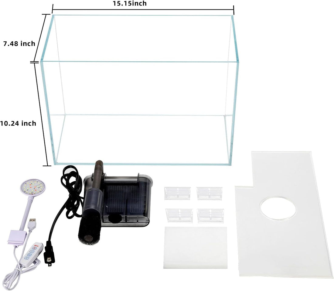 Vimvins 3 Gallon Glass Small Fish Tank