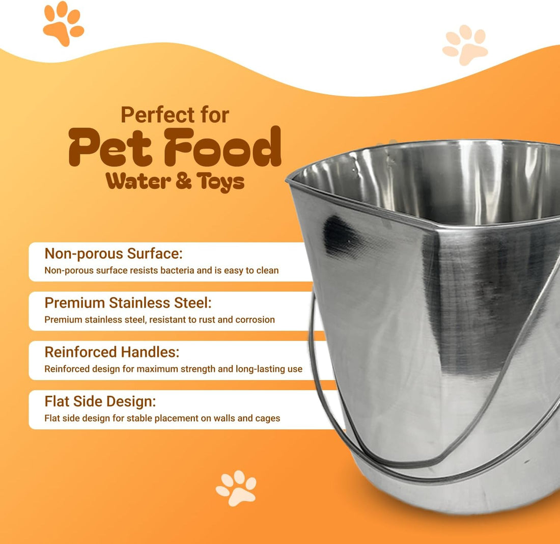 Advance Pet Products 2 Quart Heavy Duty Stainless Steel Flat Side