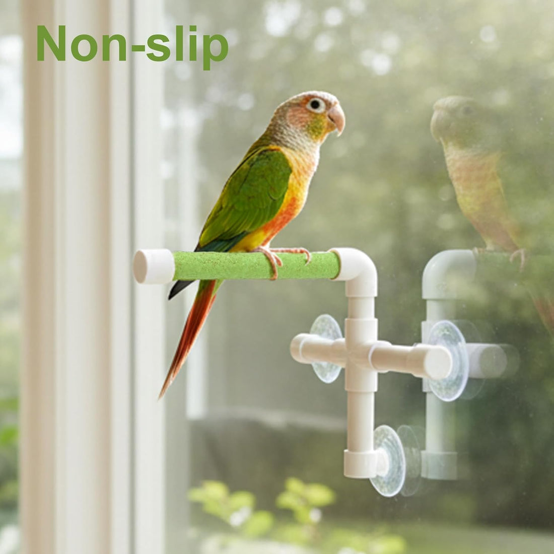 Hypeety Portable Suction Cup Bird Window and Shower Perch Toy Parrot