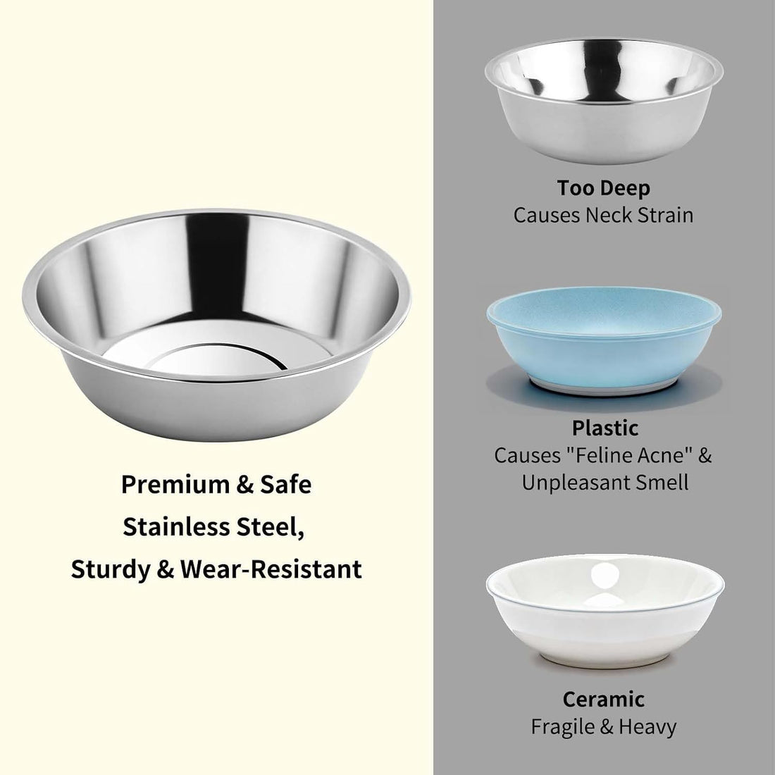 Tifanso 6PCS Stainless Steel Cat Bowls Dishes
