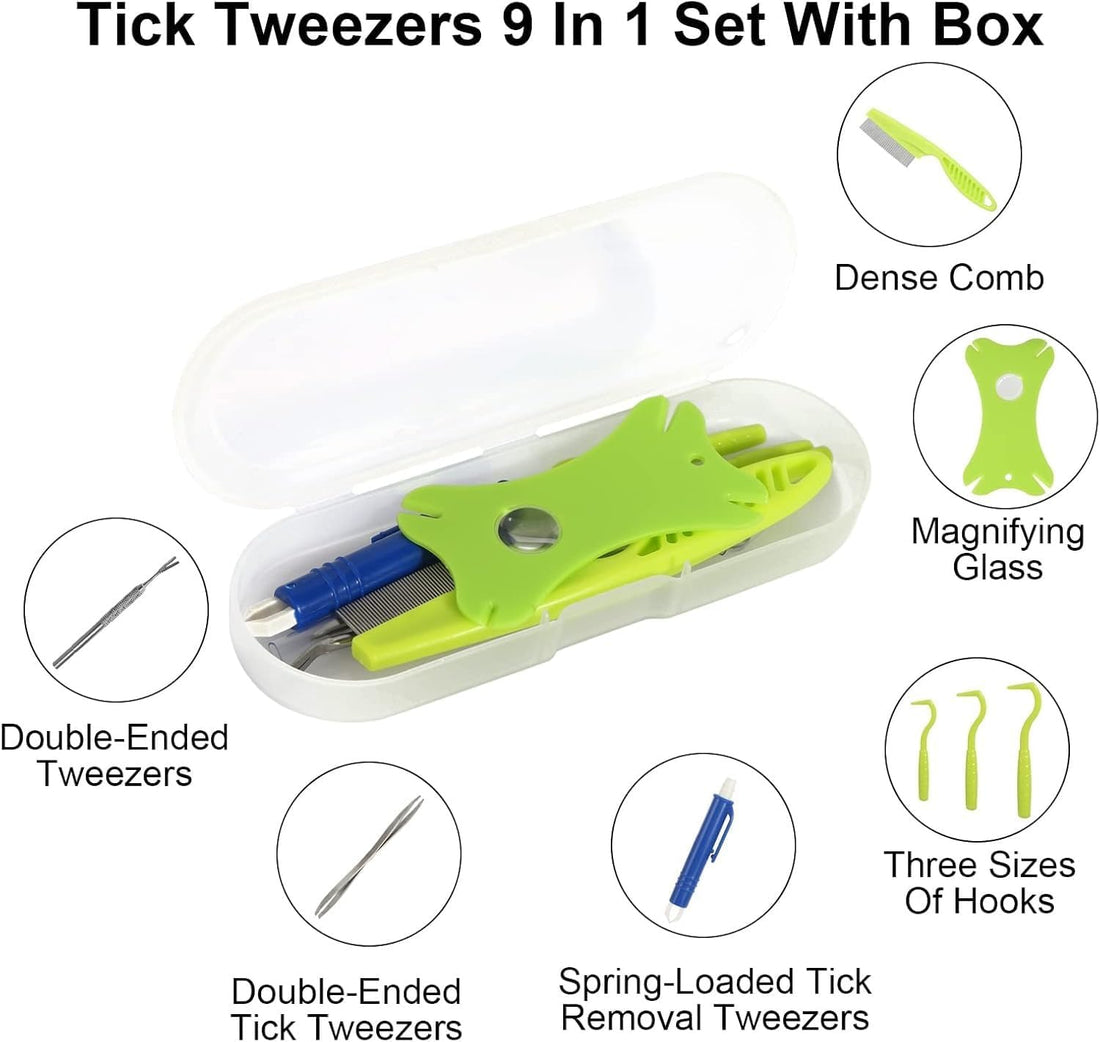 Tick Removal Tool Kit 8-in-1 with Storage Box for Dogs and Cats